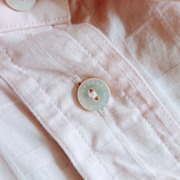 Burberry London Pink Embossed Plaid Belted Button Down Shirt Dress Women's Large - Picture 3 of 7